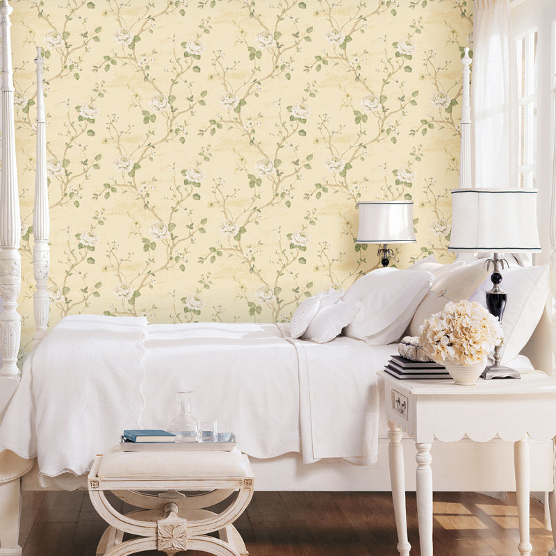 Moffitt 10m x 53cm Textured Satin Wallpaper Roll, Green/Cream