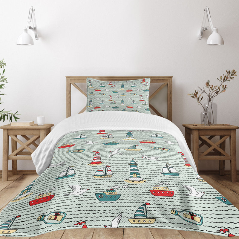 Ambesonne Lighthouse Bedspread Message, Twin Bedspread + 1 Standard Sham