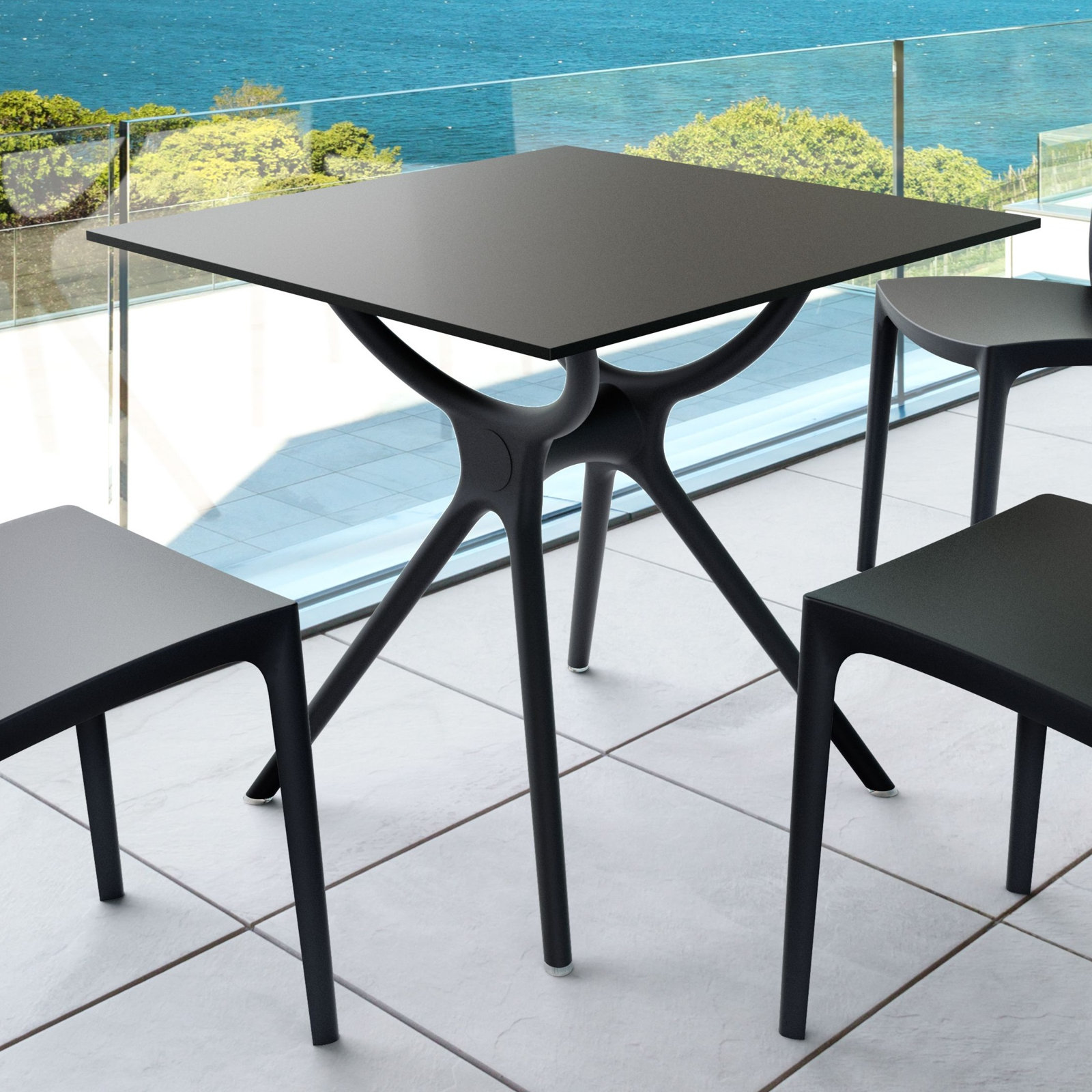 Farrah 31" Patio Dining Table, Black
