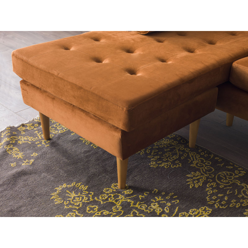 Rycroft Upholstered Chaise Sectional, Orange Velvet