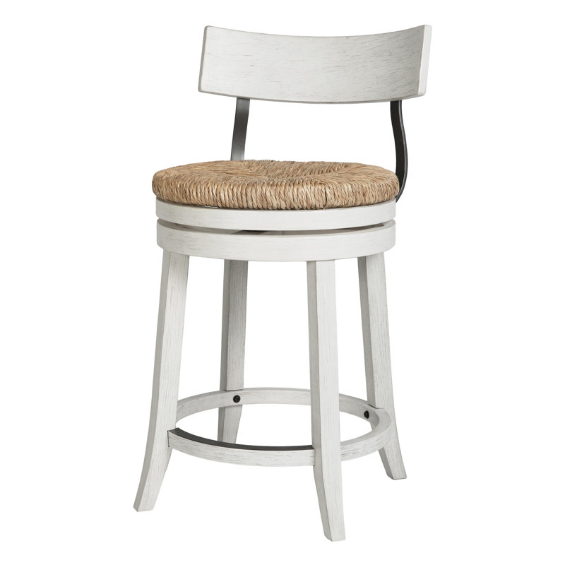 Tabouret de bar Farmhouse, Blanc, Tabouret de comptoir (assise à une hauteur de 26 