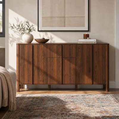 Walcott 59.06" Mid-Century Fluted Storage Sideboard with 3 Doors and Drawer
