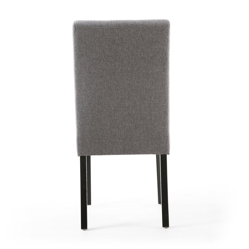 Richland 49cm H Tufted Polyester Blend Upholstered Side Chair, Steel Grey Linen Effect, Black