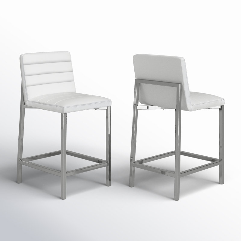 Tabouret de bar et de comptoir Misa, Tabouret de comptoir (assise de 26 po de hauteur), Blanc