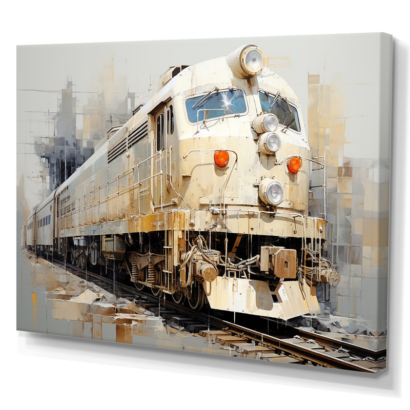 Rêve de train rétro blanc I, Toile tendue, H 24 po x l 32 po x P 1 po