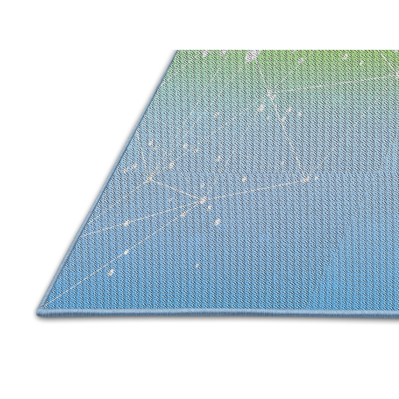 Tapis bleu/vert à motifs, Rectangle 8 pi x 10 pi