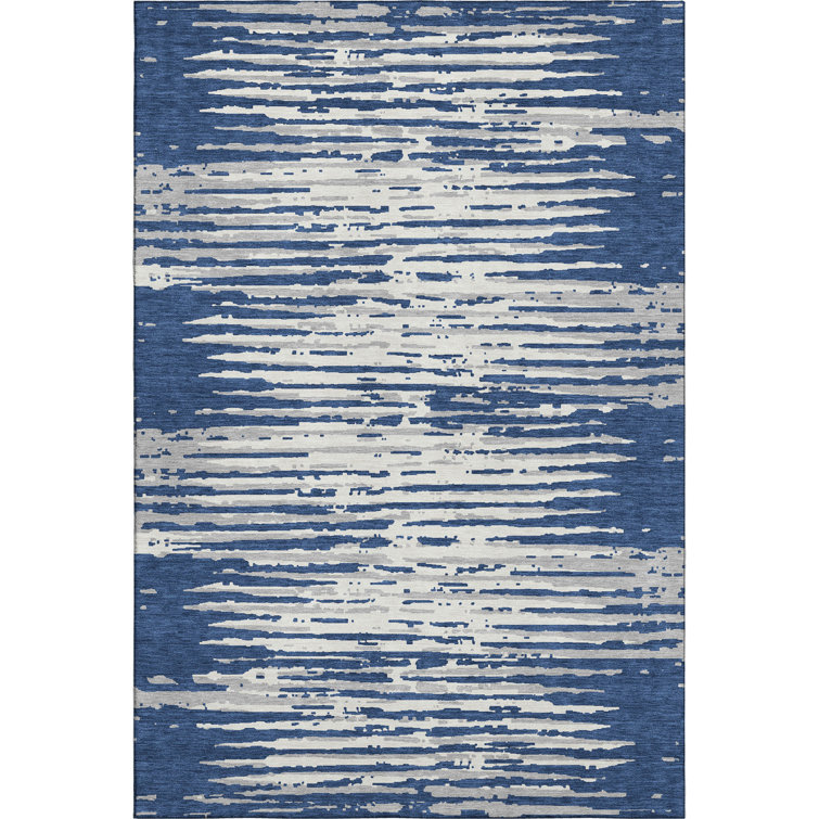 Premium Machine Washable Prisco Navy Rug