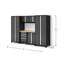Ensemble de 7 armoires de garage Bold XL Series gris avec outil, base, armoires murales, plan de travail en bambou et Casiers-119048799