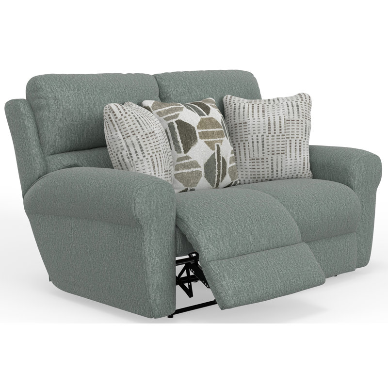Sikorski Lay Flat Reclining Loveseat, Green/Teal, Manual 