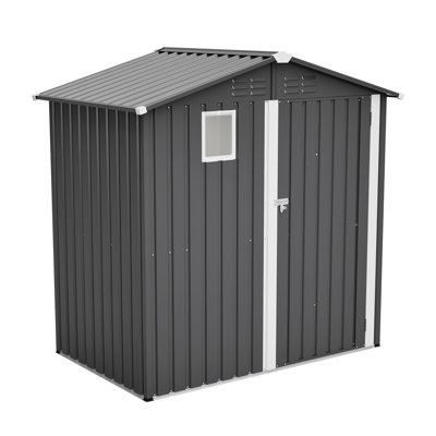 Remise de rangement extérieure en métal 6 pi x 4 pi, maison de rangement en acier pour outils utilitaires, remise en métal pour remise de jardin extérieur (6 pi x 4 pi)