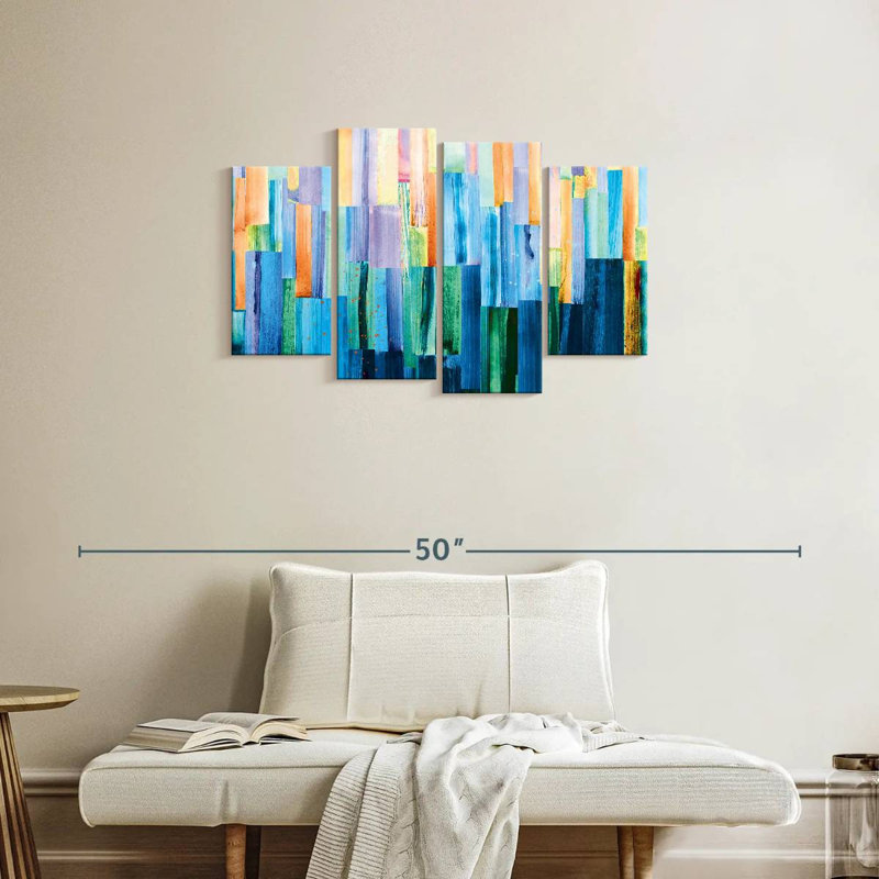 Avery pastel et lignes abstraites bleues, H 22 po x l 36 po