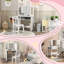 Ensemble de coiffeuse Harriet Bee Kids, table de maquillage 2 en 1, table de jeu avec tabouret à miroir pliant, tablette de rangement, plateau amovible, pour petites filles de 3 à 8 ans, blanc