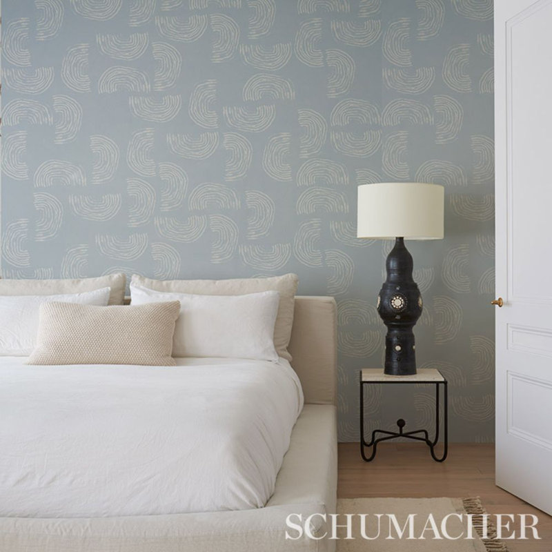 Schumacher x Caroline Z Hurley Quansoo Wallpaper, Ivory Sky