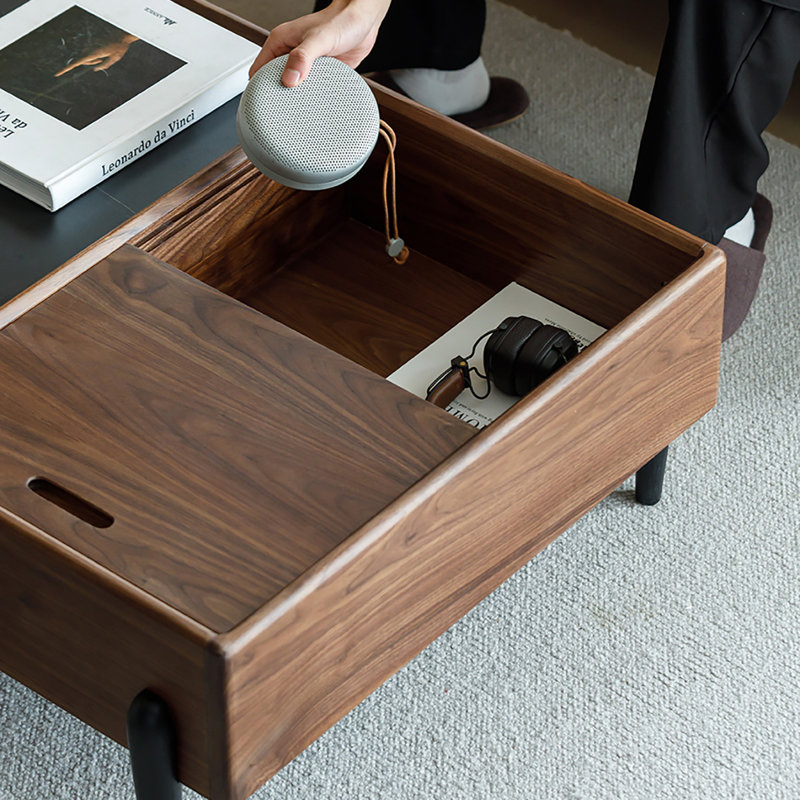 Table basse à quatre pieds avec rangement, H 14,4 po x L 47,2 po x l 29,5 po
