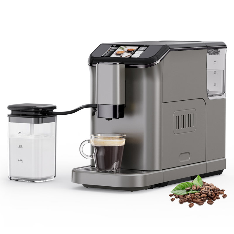 Fully Automatic 20 Bar Espresso Coffee Maker – Built-In Grinder & Milk Frother, LCD Touch Display, Double Boiler, Ceramic Grinder, Auto-Cleaning, Home & Office