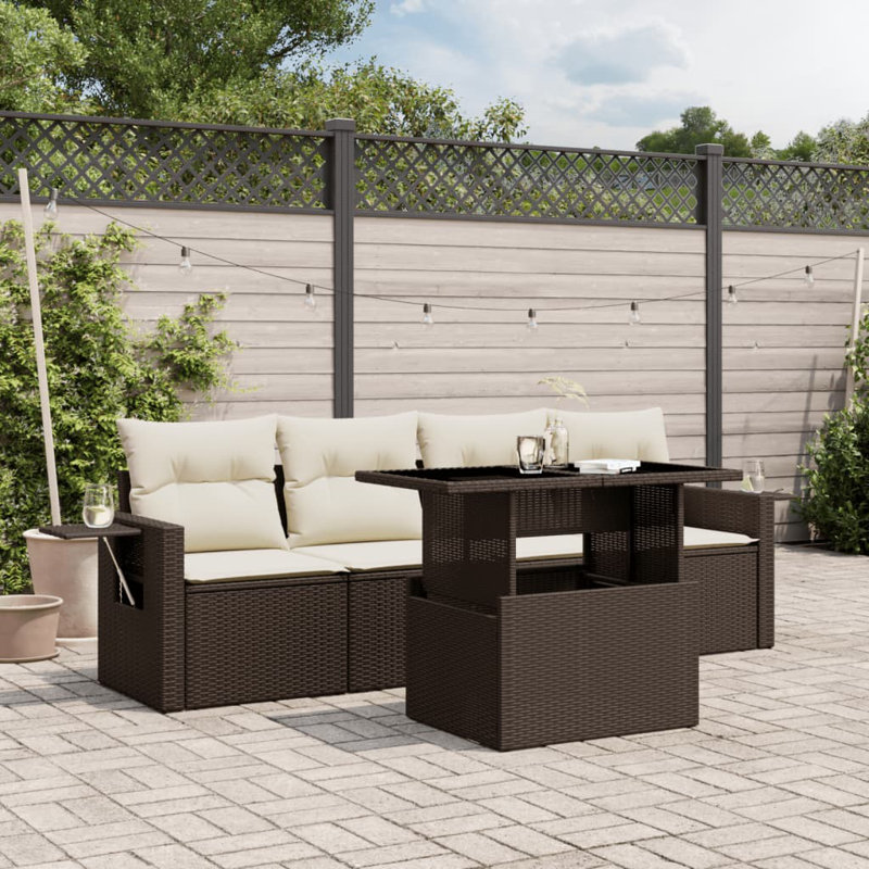 Ensemble de canapé de jardin Vidaxl, Brun
