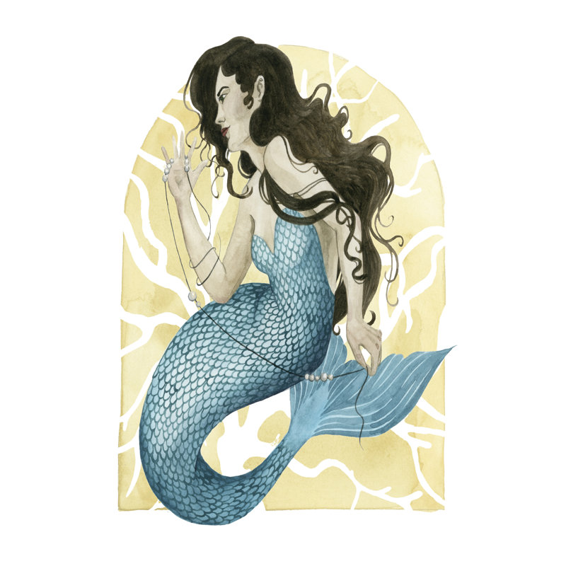 Deco Mermaid III by Grace Popp - Wrapped Canvas Print, 76cm H x 51cm W x 3.8cm D
