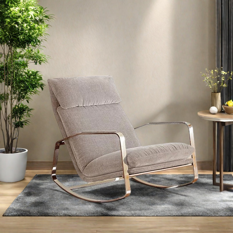 Chaise berçante en chenille en acier inoxydable, Gris