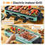 Barbecue électrique d'intérieur 2-en-1 2 000 W avec plaques amovibles et 5 temps