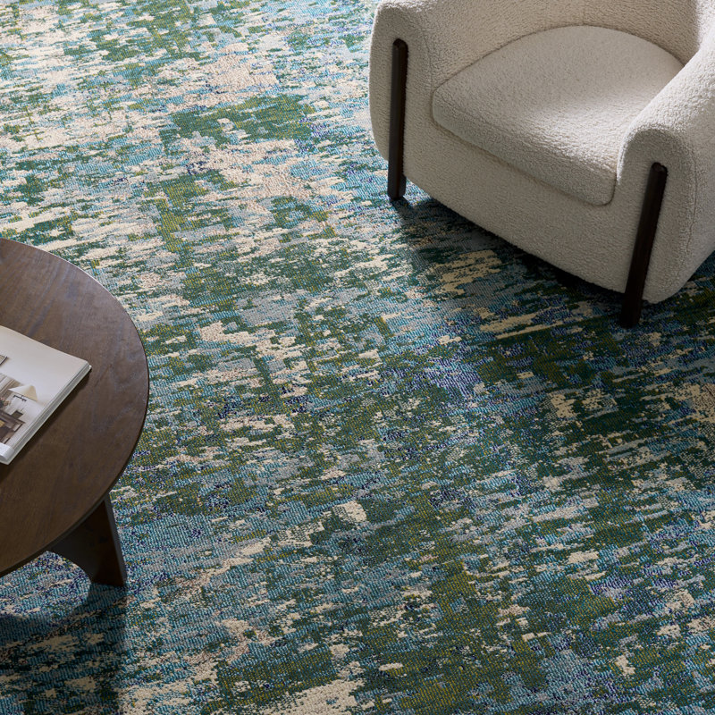 Tapis gris / bleu Gammage, Green/Turquoise, Rectangle 8 pi x 10 pi