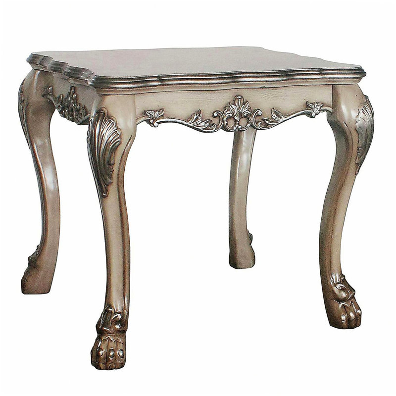 Table d'appoint carrée rétro blanc os