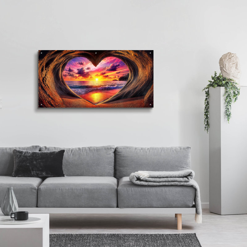 «Beach Love» par Rey Klimt, art mural en verre acrylique, H 24 po x l 48 po