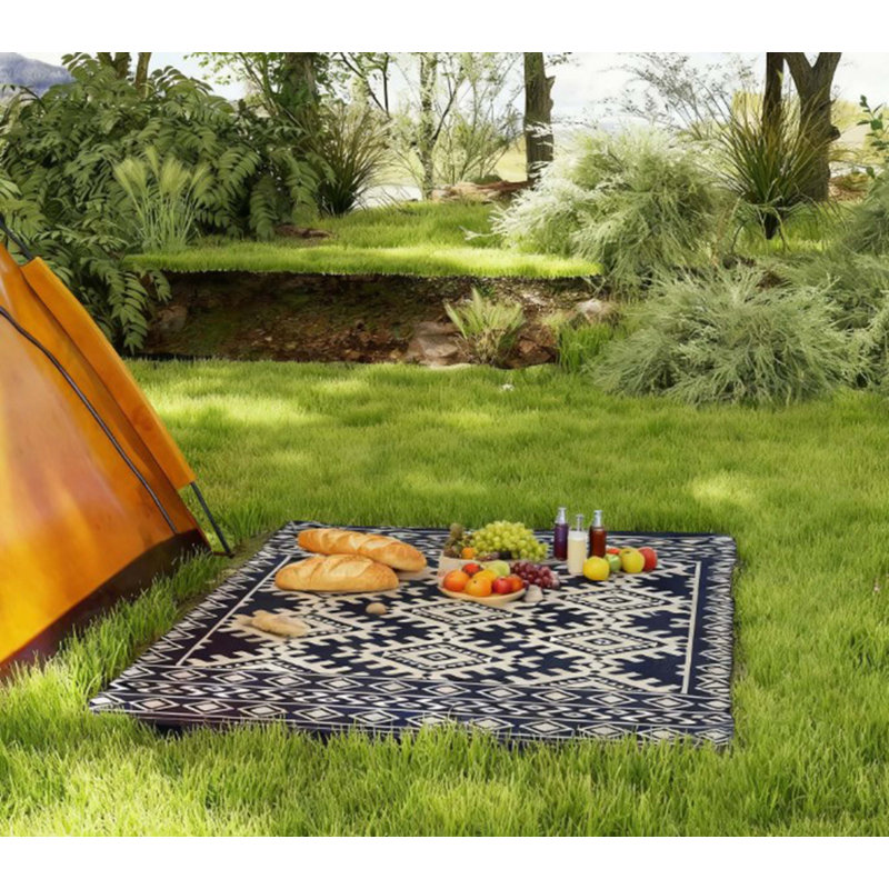 Patio Rug for Decor,Portable Outside Camping Area Carpet Mat,Reversible Rug,for Indoor and Outdoor, Rectangle 8' x 10'