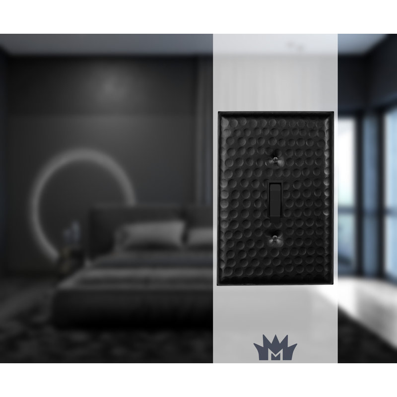 Hand Hammered Matte Black Aluminum Toggle Light Switch Wall Plate Set