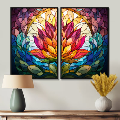 «Blossoming Rainbow Lotus», art mural surdimensionné en lotus