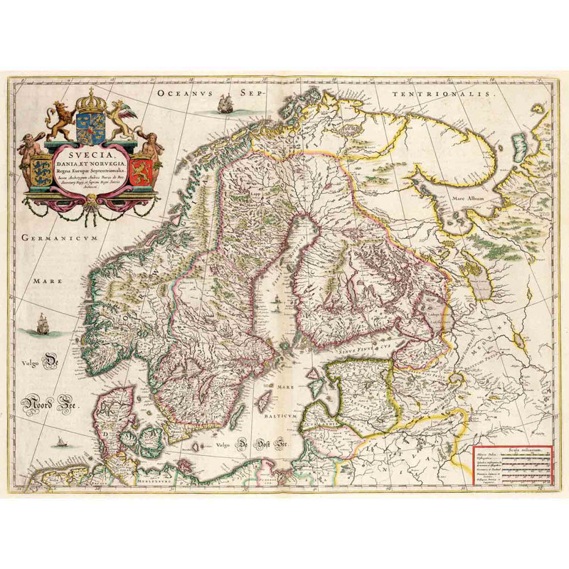 Map Antique Scandinavia Norway Sweden Finland - No Frame Print