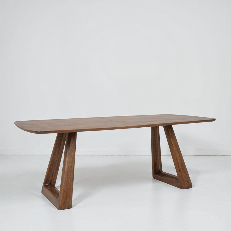 Mango Wood Rectangular Dining Table With Angular Base