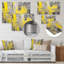 Décoration murale abstraite en métal moutarde jaune et gris vif IV-87828491