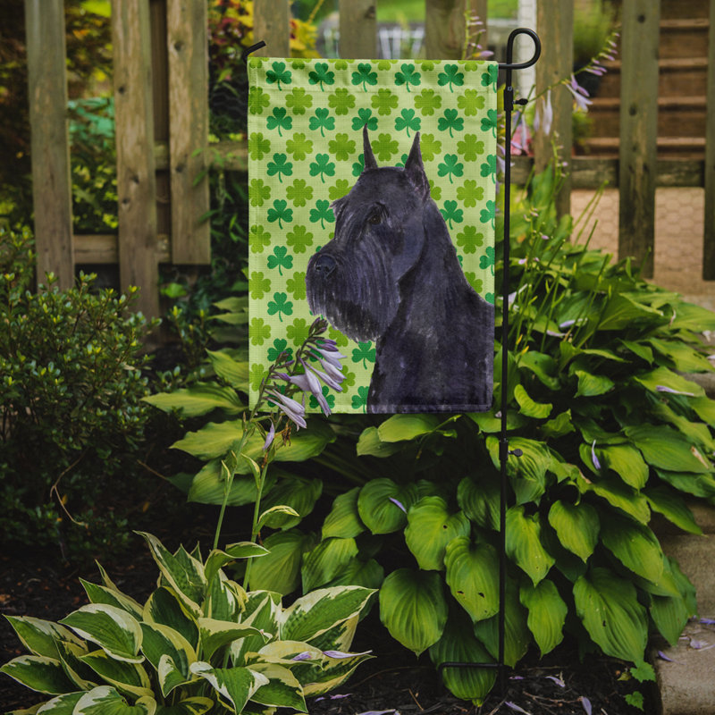 Drapeau de jardin à 2 côtés st. patrick day trèfle, Schnauzer (noir)