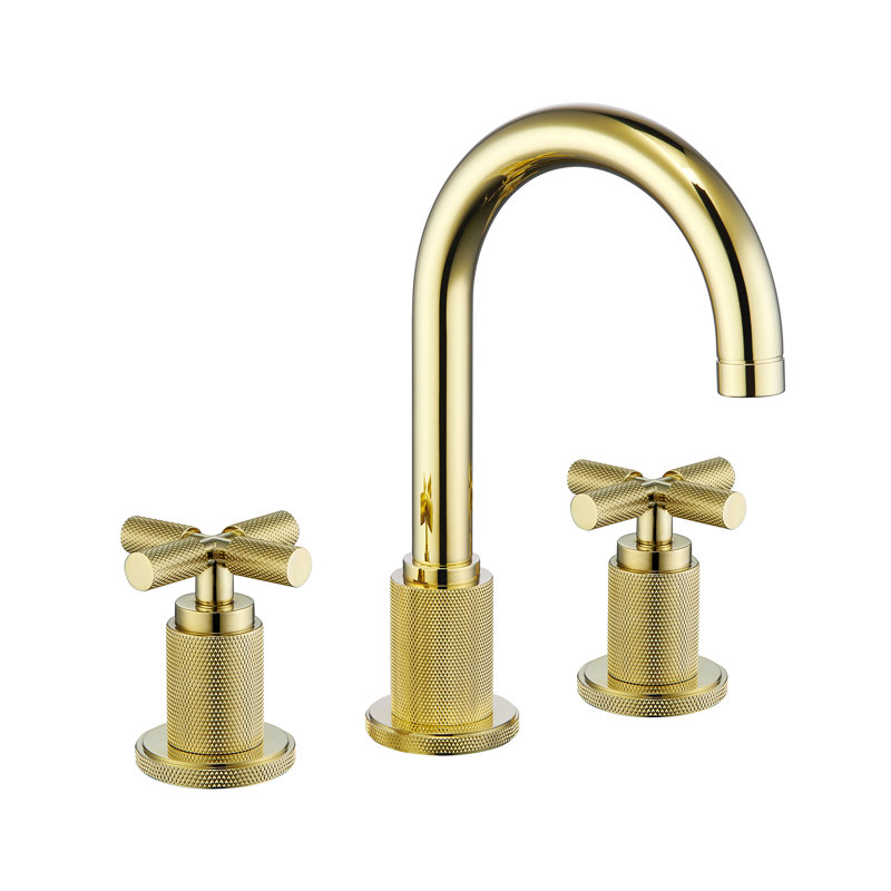 Robinet de salle de bain luxueux et moderne - Conception à 2 poignées et 3 trous avec finition or brossé