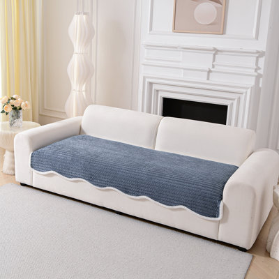 Housse spéciale avec bordure élégante en fausse fourrure - Lavable, Housse antidérapante pour canapé et meuble pour animaux de compagnie