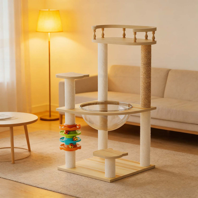 Tour à chat en bois pour chats d'intérieur