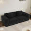 Lit modulaire convertible 2 places Altamirano, matériau en velours de velours côtelé noir, support en éponge, large, profondeur plus profonde, dossier surélevé, petits coussins, sans assemblage pour diverses pièces de la maison et de l’appartement modulaire