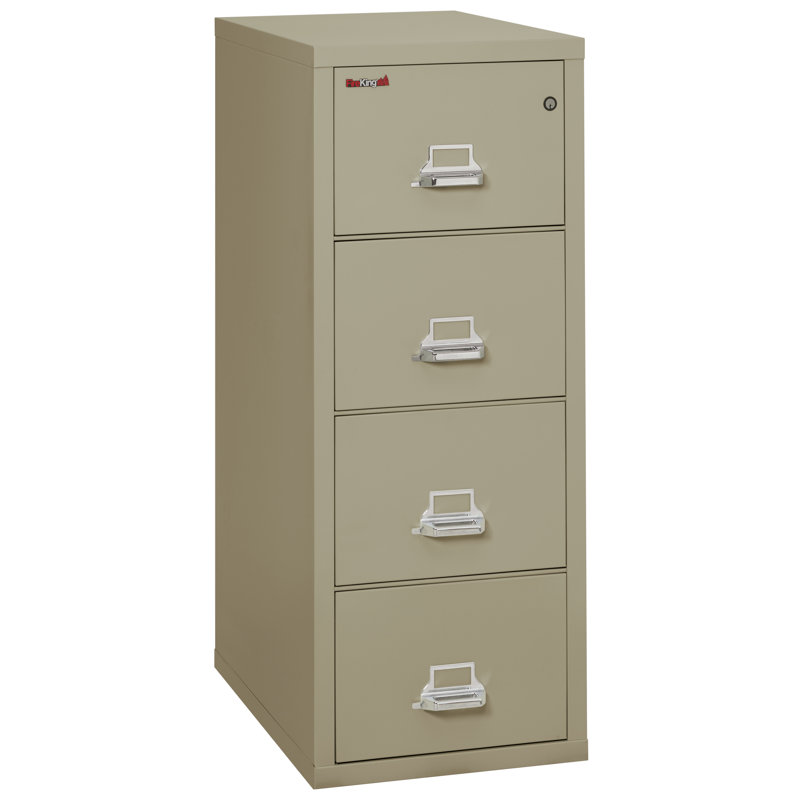 Fireproof 20.8125'' Wide 4 -Drawer Steel File Cabinet, Pewter, E-Lock, 52.75'' H X 17.75'' W X 31.56'' D