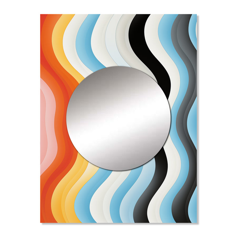 Malayja Opt Art ligne droite Delirum I - miroir décoratif Op Art, miroir mural moderne, impression d'art en métal