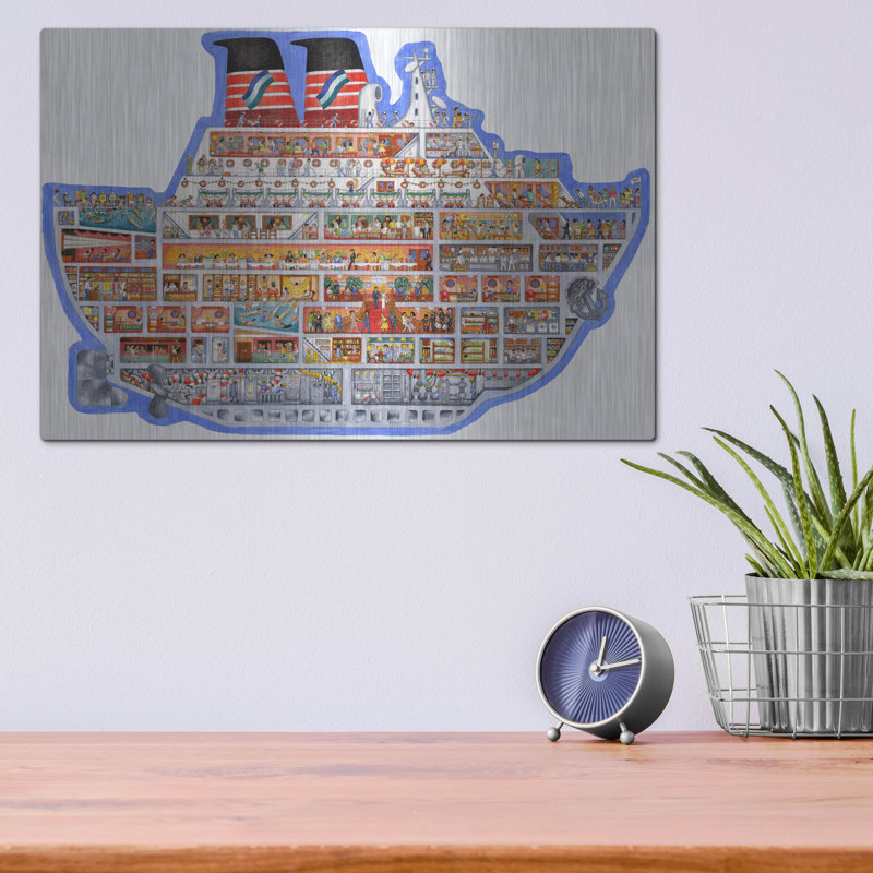  «Croisière en forme de bateau» par Gale Pitt, art mural en métal, 16 po x 12 po, H 12 po x l 16 po