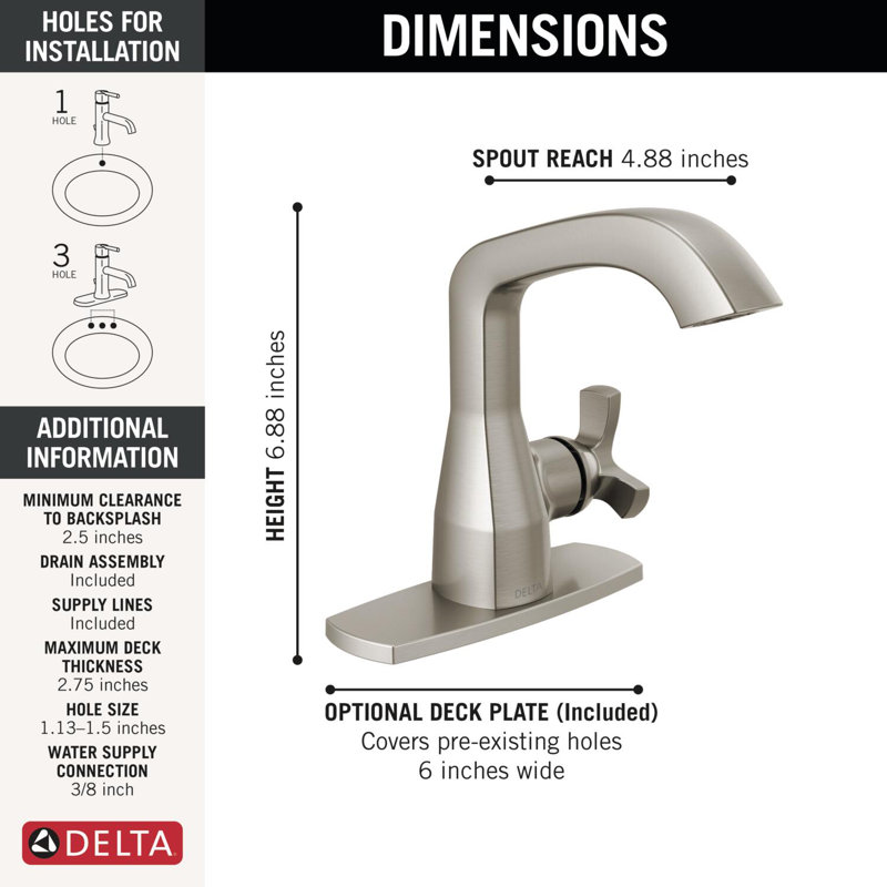 Single Handle Bathroom Faucet, Lumicoat  Stainless
