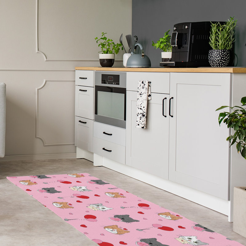 Tapis rose/rouge/gris fait main, Tapis de couloir 2 pi x 8 pi