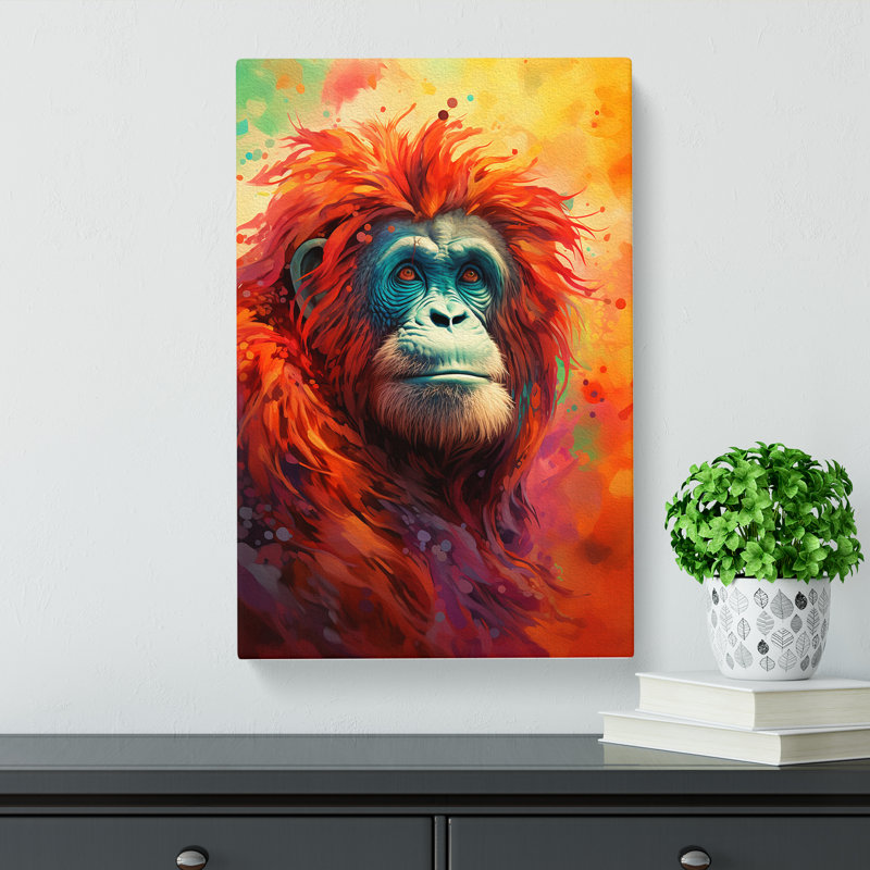 Orangutan Colour Field - Wrapped Canvas, 60cm H x 40cm W x 3cm D