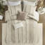 3 pièces d'édredon taupe très grand / très grand - Rembourrage en coton orné de garniture lavable à la machine