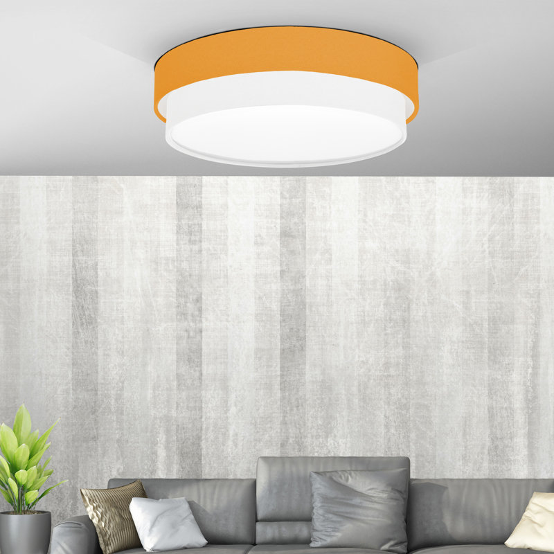 Avory Fabric Flush Mount, Yellow / White