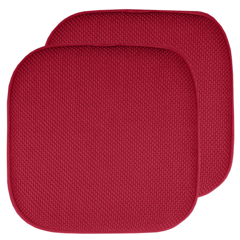 Honeycomb Non-Slip Indoor Chair Cushions, Red, 2-Pack