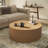 Fully Assembled Modern 31.5" & 35" W Contemporary Round Coffee Table with Solid Wood Fluted Base, 2 Hidden Storage Drawers & Wood Veneer Top-1049656736-1049656739