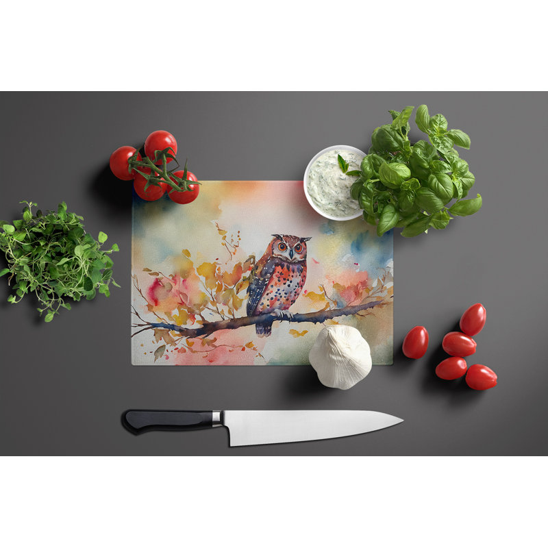 Elf Owl Glass Cutting Board