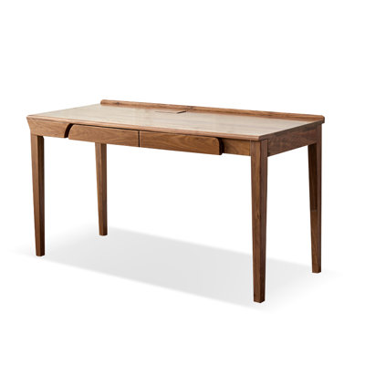 Black Walnut Color Rectangular Solid Wood with 2 drawers desk