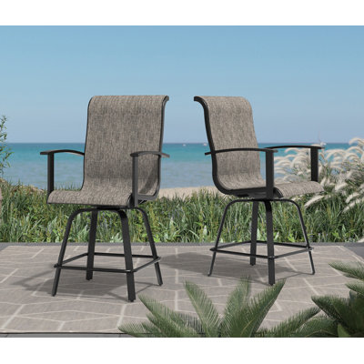 PVC-Coated Polyester 24” Swiveling Patio Bar Stool